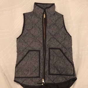 Jcrew Quilted Puffer Grey Herringbone Vest XXS
